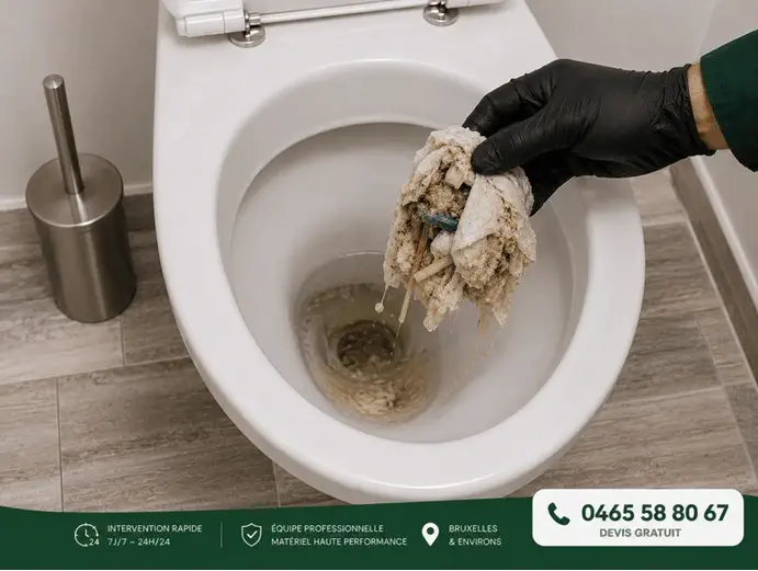 Bouchon WC par des lingettes
