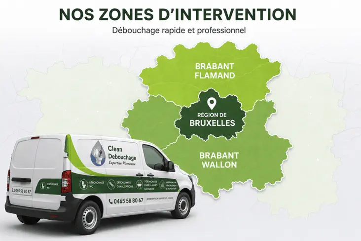 Zones d'intervention Clean Débouchage à Bruxelles
